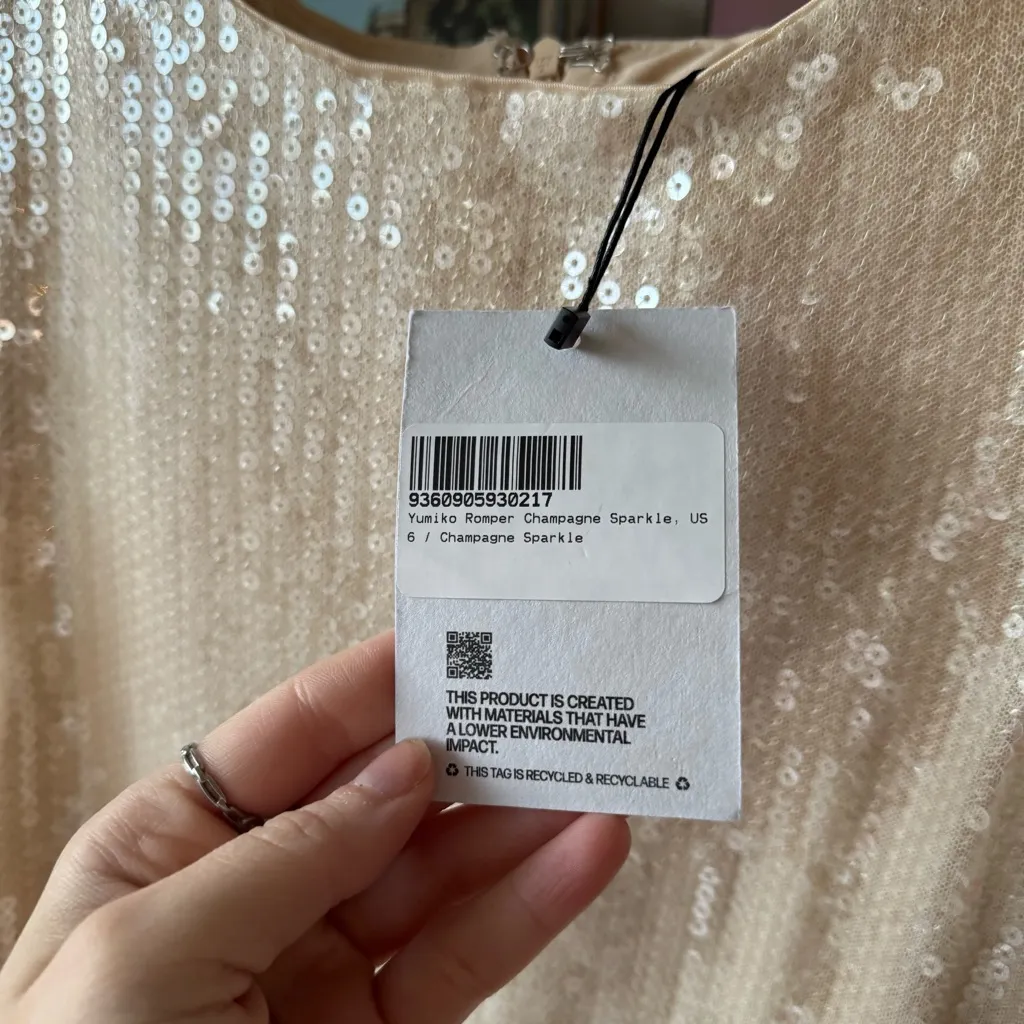 NWT PRINCESS POLLY Sequin Yumiko Romper Champagne Sparkle - Image 11
