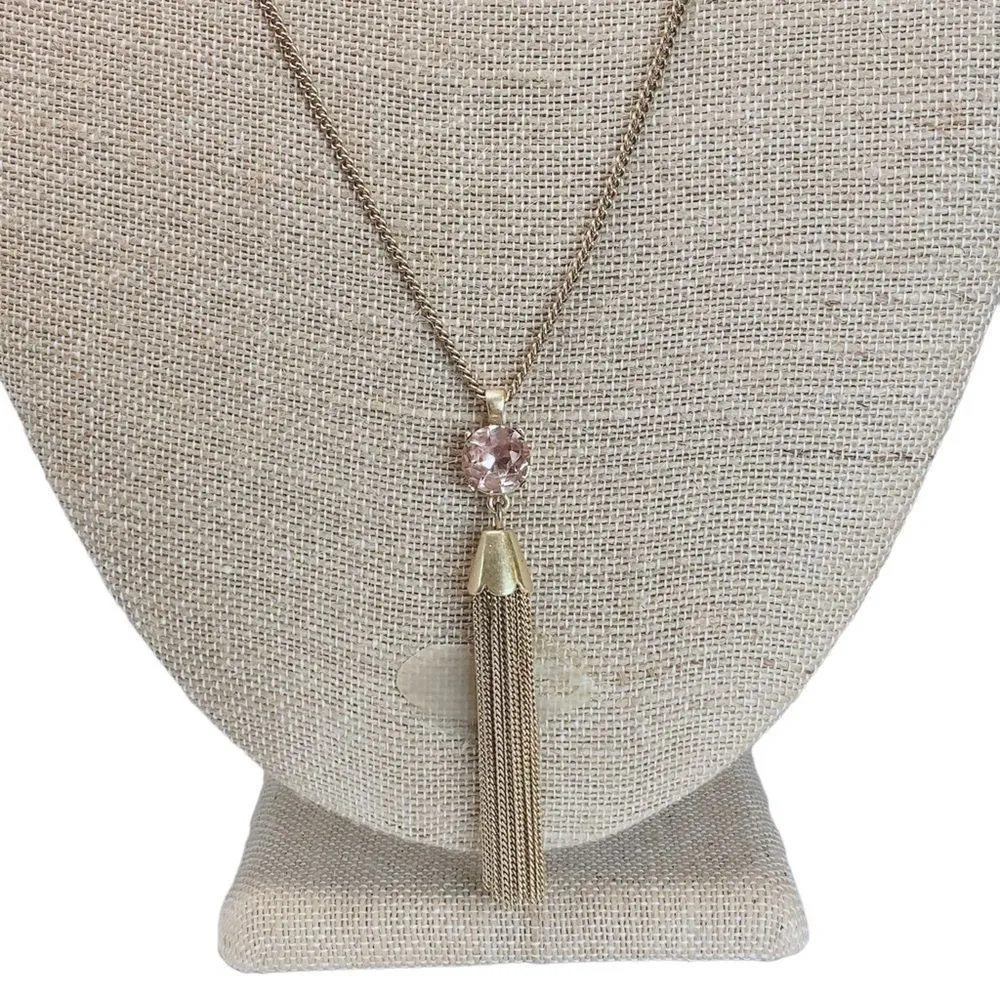 J. Crew Tassel Statement Brasstone Necklace - Image 2