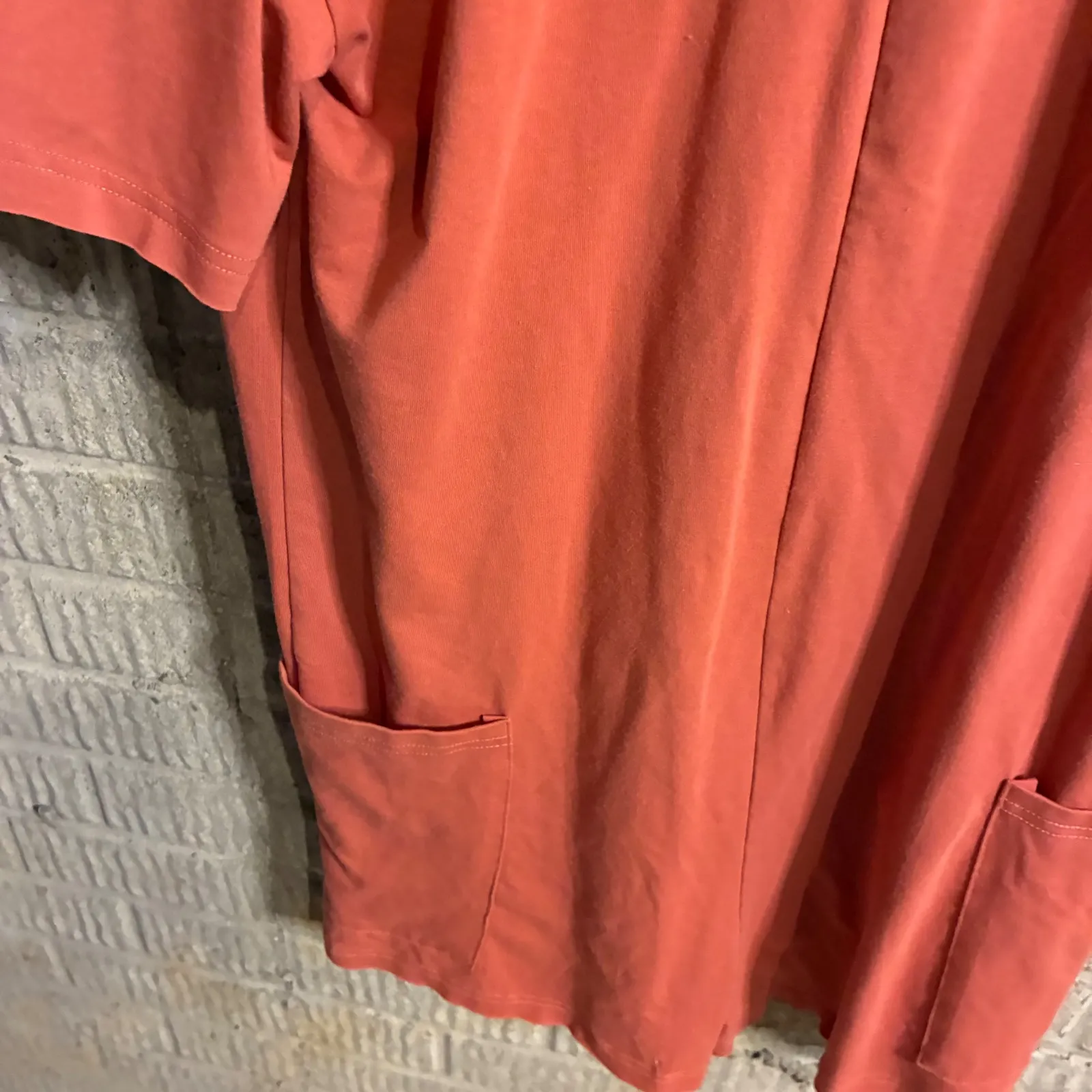 Womens T Shirt Romper Coral V Neck Short Sleeve Tunic Romper with Pockets Size S - Image 2