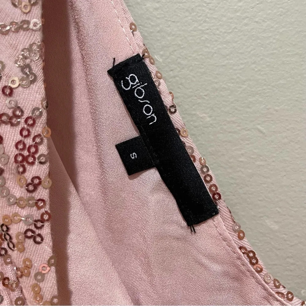 Gibson x Glam Squad Cassie Sequin Tank Top Pink Size Small - Image 8