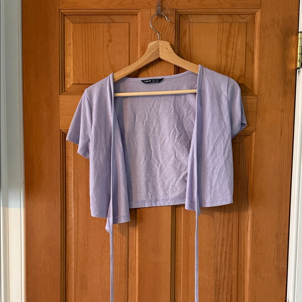 Shein Size Small Women's Teen Girl Light Purple Tie-Front Crop Top Shirt - Image 3