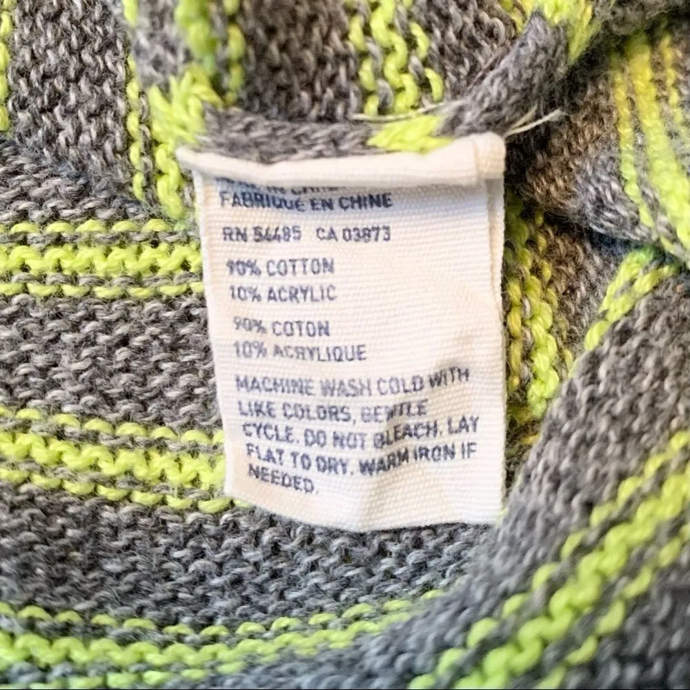 𝅺Women’s American Eagle Y2K gray/neon green striped knit sweater size small - Image 7