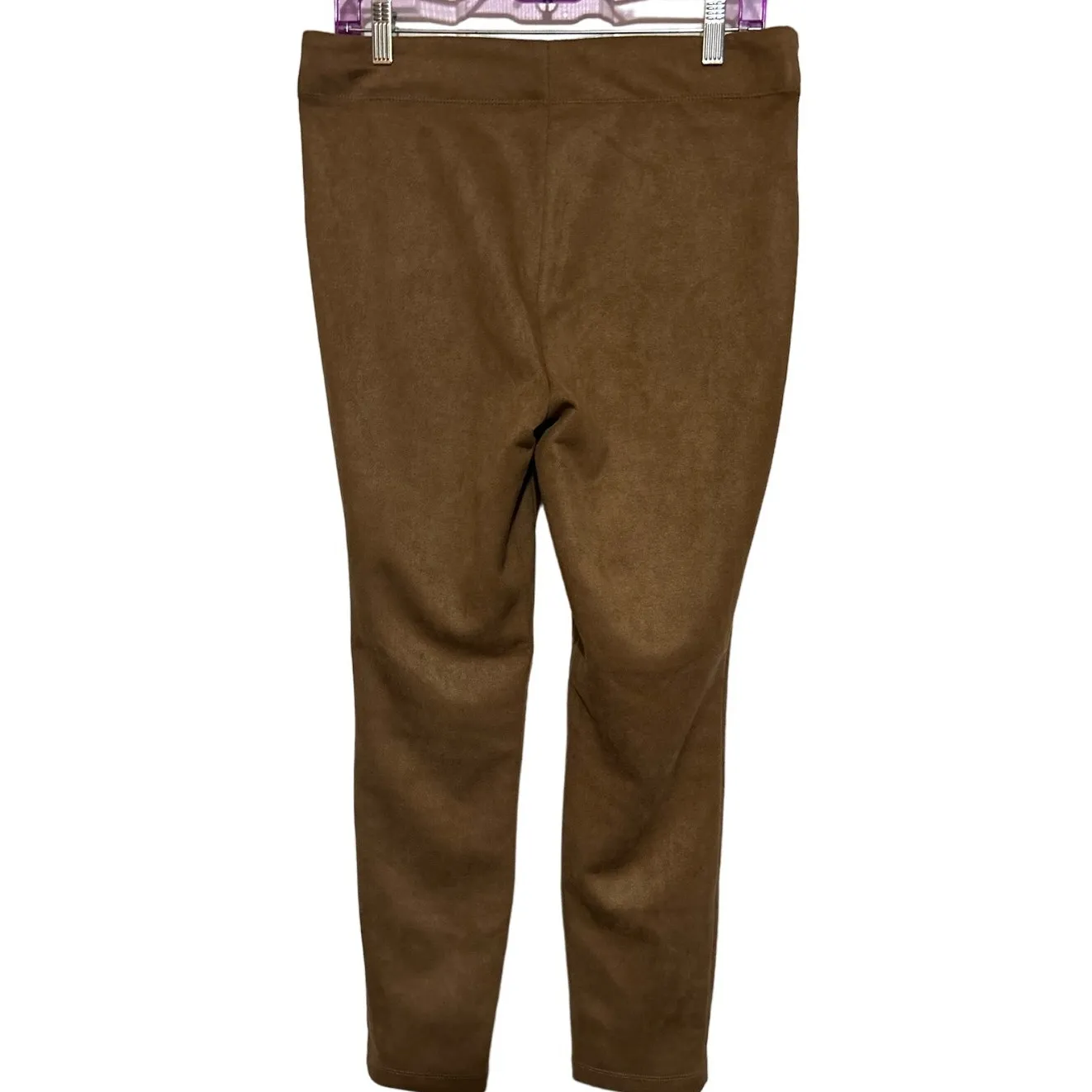 Max‎ Studio Women's Light Brown Faux Suede Stretch Skinny Leg Pants Size L - Image 2
