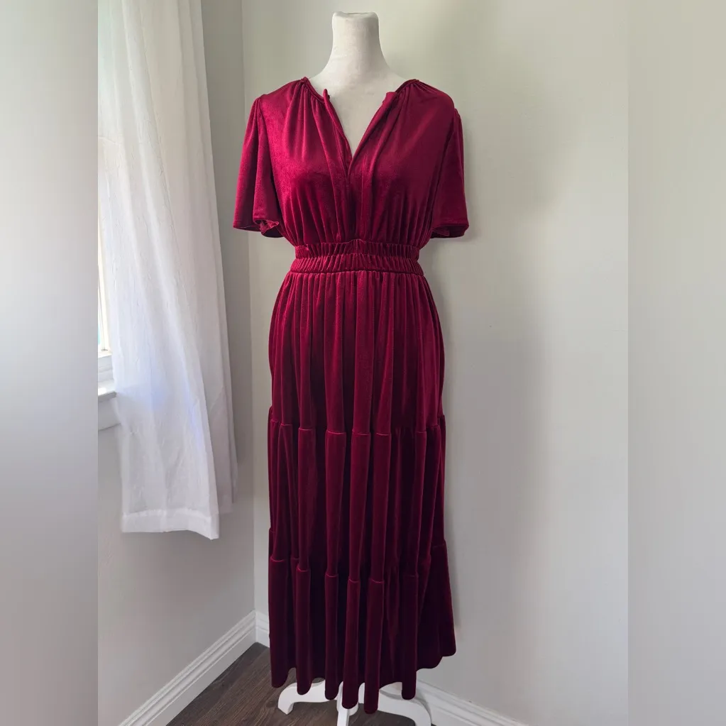 Burgundy Velvet Retro V - Image 5