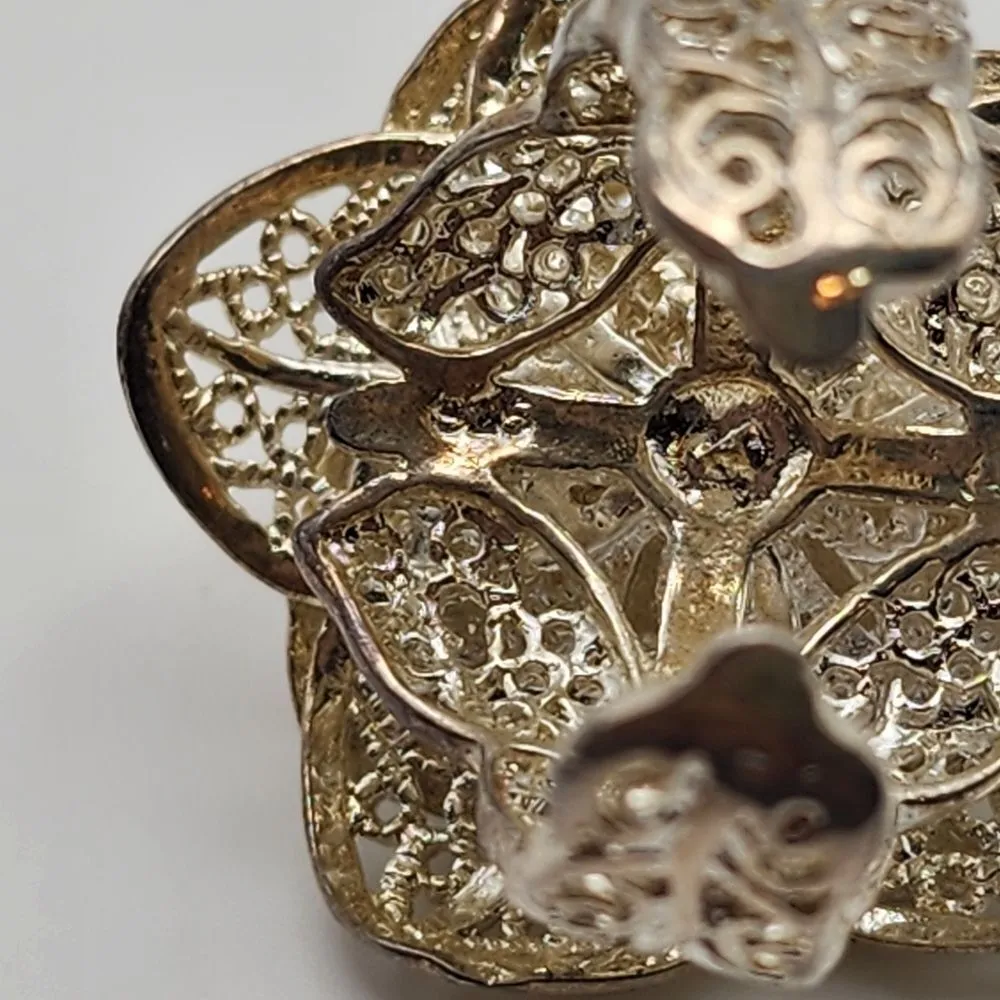 Sterling Silver Filigree Lace Rose Adjustable Ring - Image 6