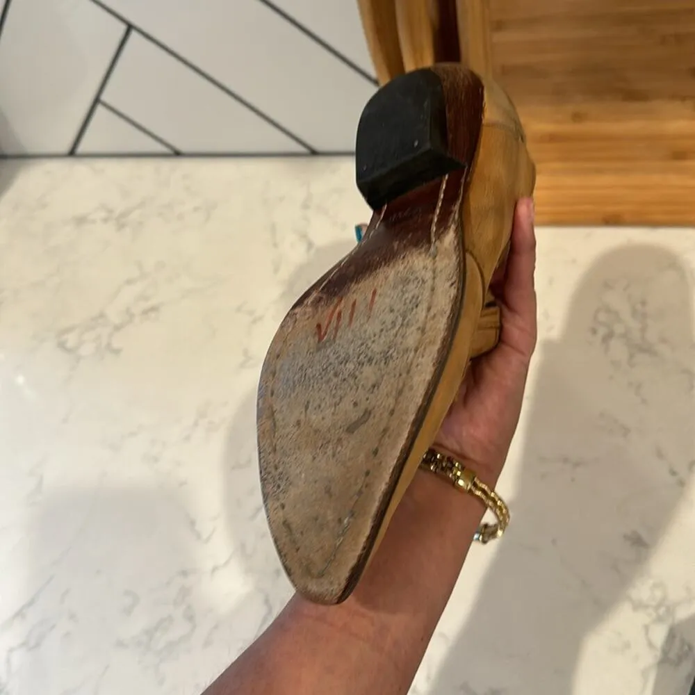 Vintage GUESS Georges Marciano LEATHER BROWN WESTERN Mule Bootie statement rodeo - Image 12