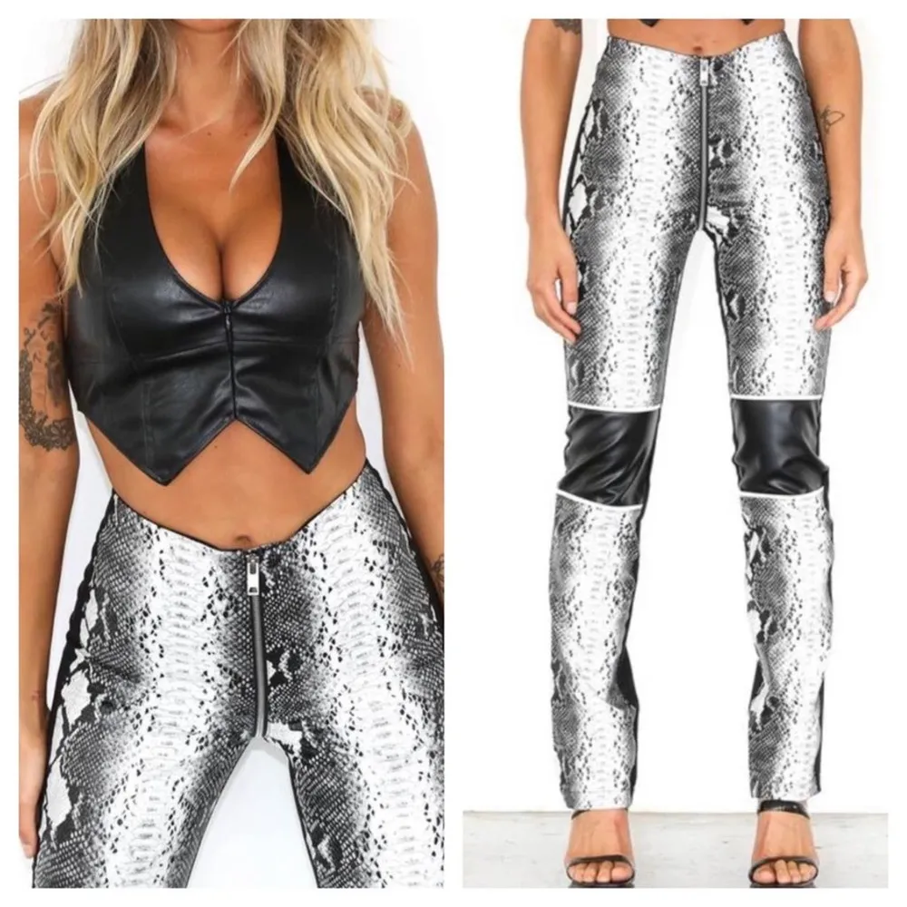 NWT I.AM.GIA Hendrix Faux Leather Snakeskin Zipper Trouser Pants XS - Image 3