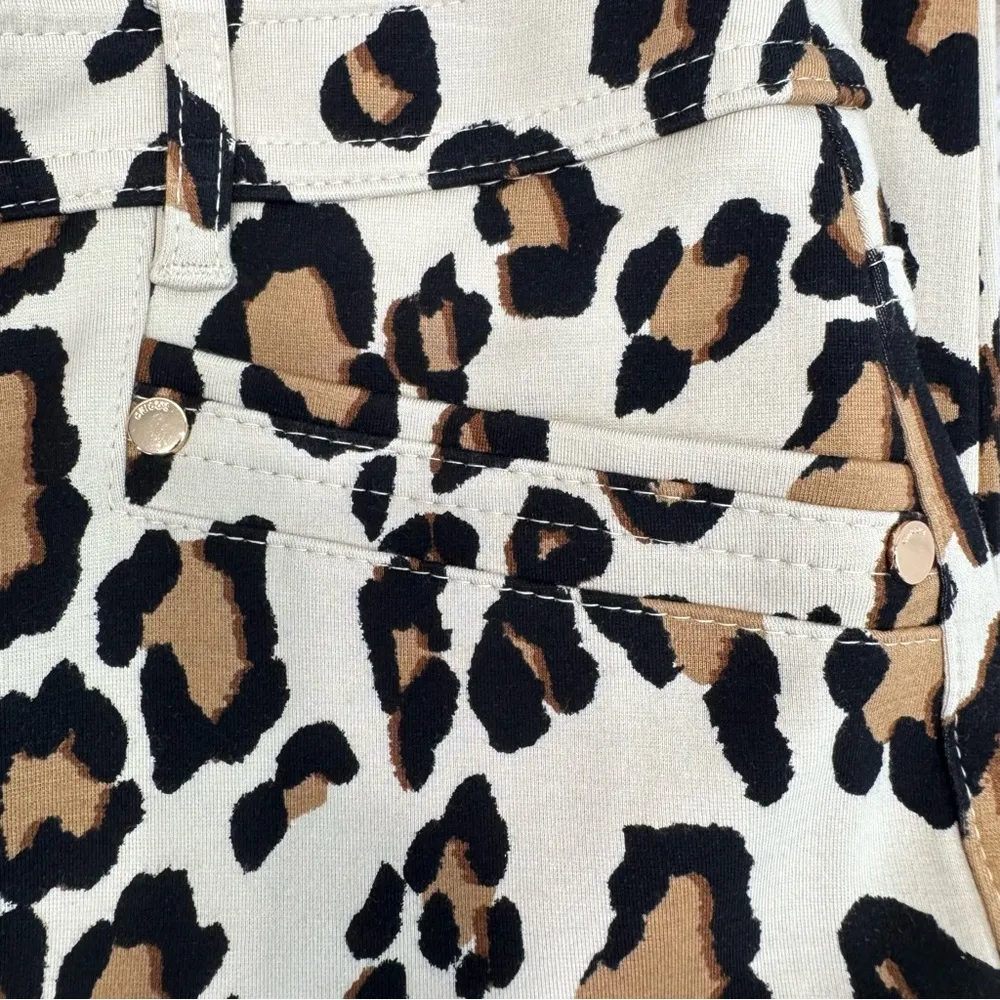 Chico’s So Slimming Leopard Print Refined Ponte Ankle Pants with Gold Hardware - Image 5