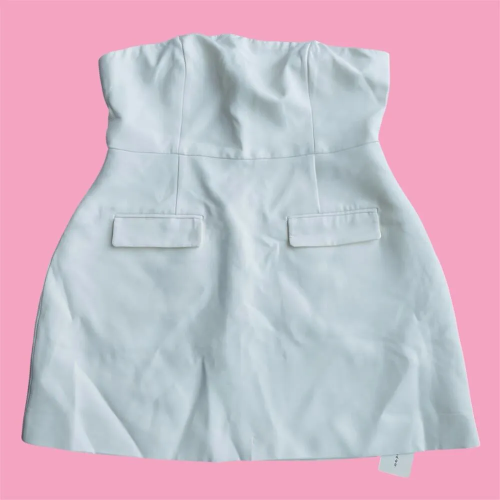 Commense Mini Dress Strapless Off White Size XL - Image 2