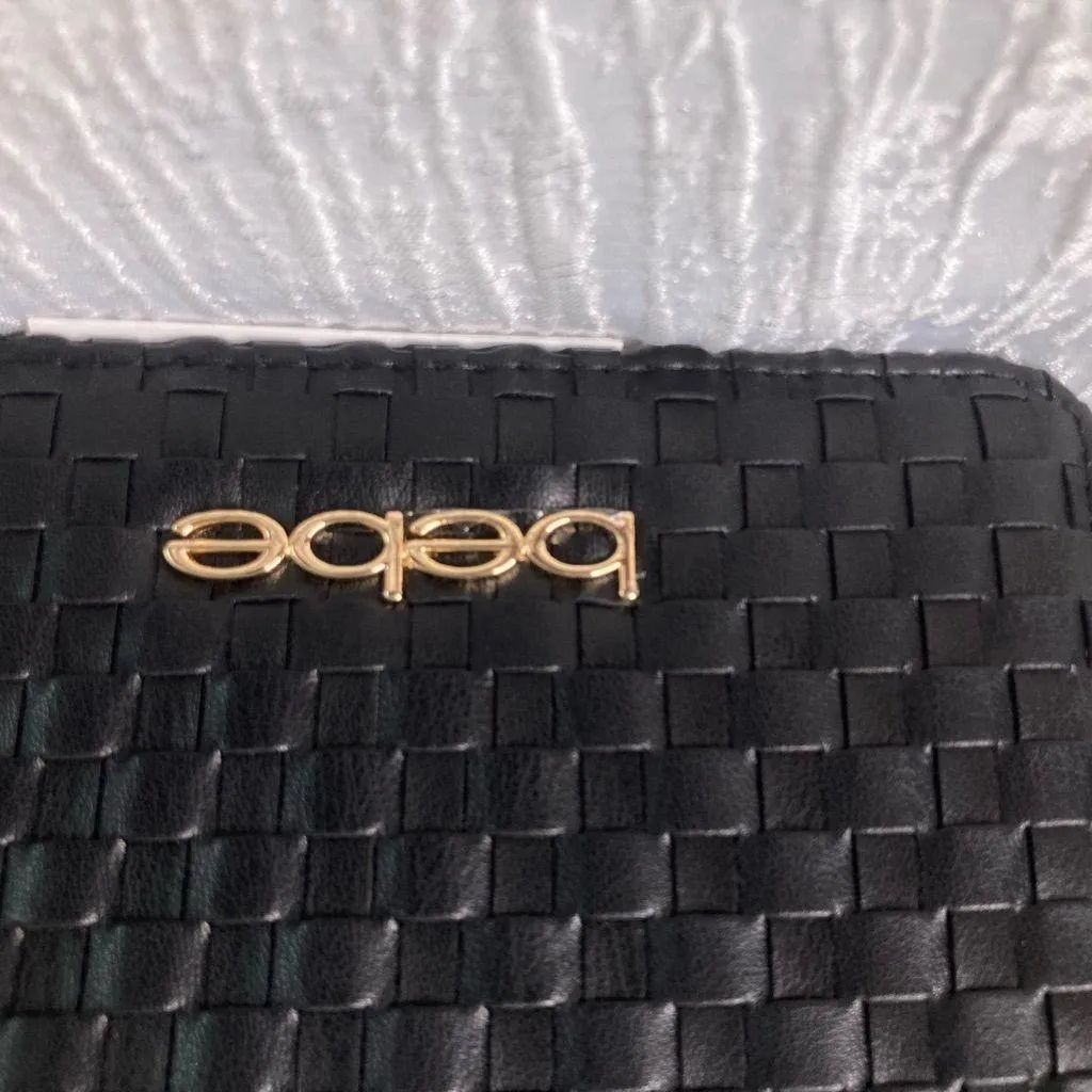 Bebe Black Woven Mini Shoulder Bag Clutch with Gold Chain NWT - Image 2