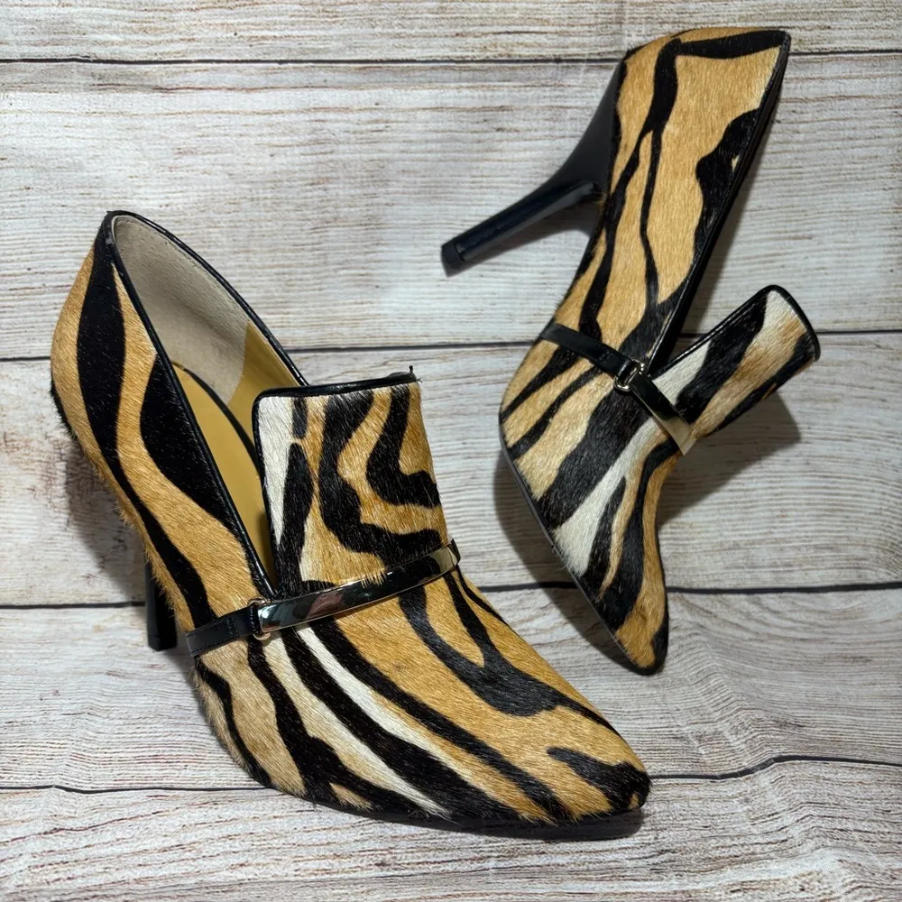 Nine West Sz 8.5 M Animal Print Cow Leather Stiletto Heels - Image 11