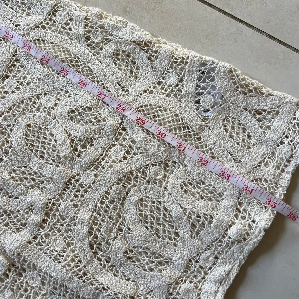 NWOT H&M Cream Crotchet Long Sleeve Dress Size S - Image 9