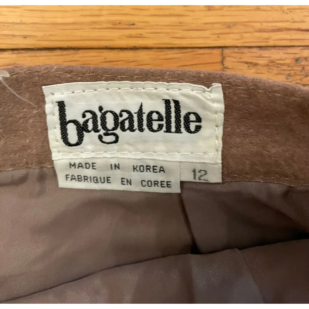 Vintage 1960s Bagatelle suede leather‎ pencil skirt tan size 12 women's - Image 2
