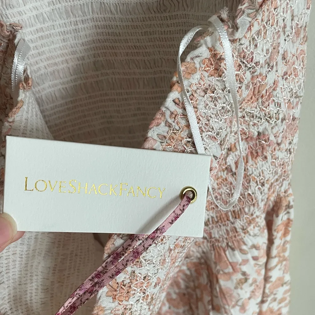 LoveShackFancy Ottawa Vanilla Floral Midi Dress - Image 9