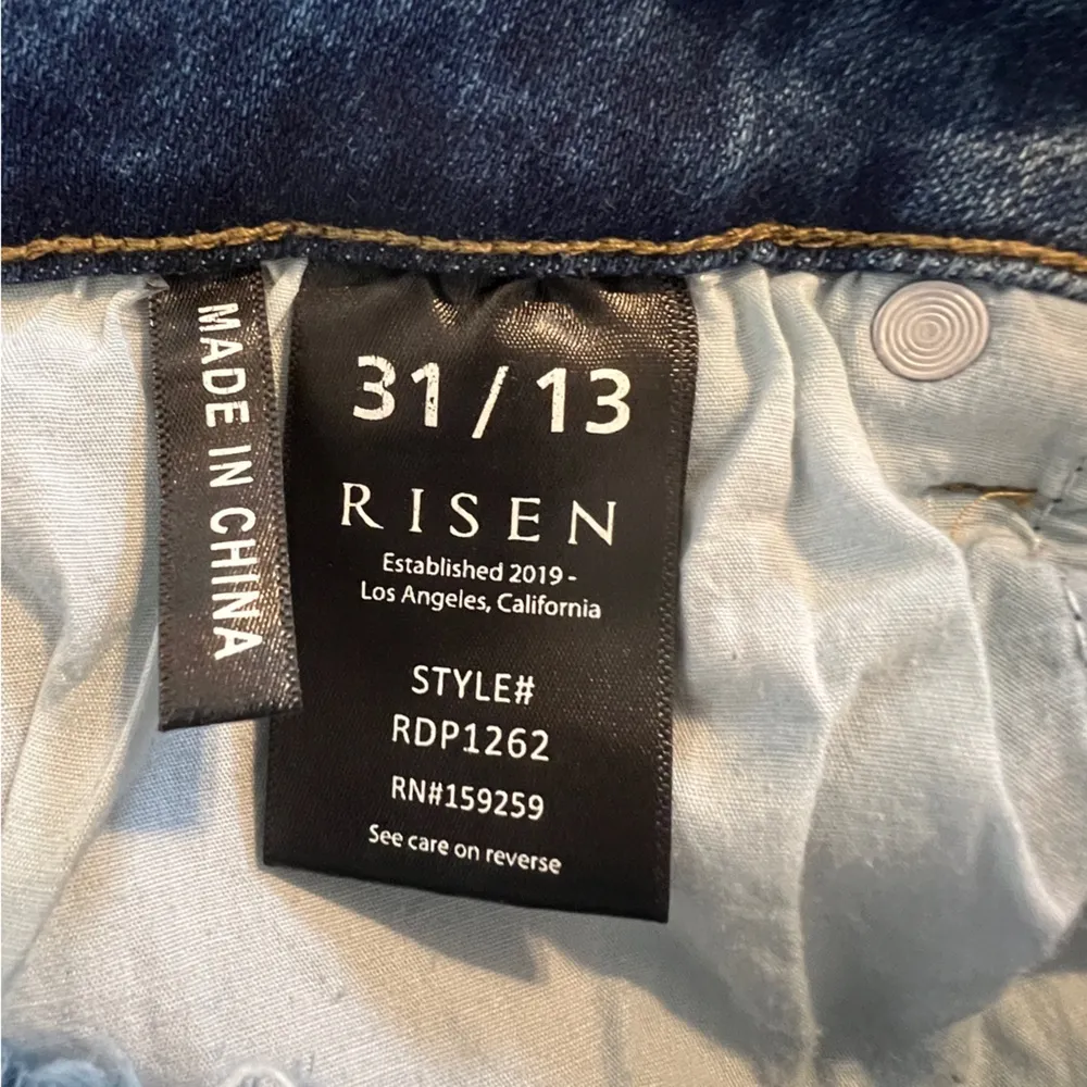 Risen 1262 frayed raw edge waist hemline slight distress skinny jeans 13/31 - Image 9