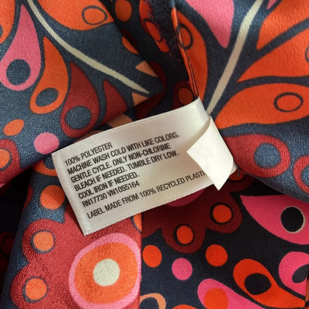 Merona•Psychedelic Navy/Orange/Pink Sleeveless Blouse• EUC• Size L - Image 6