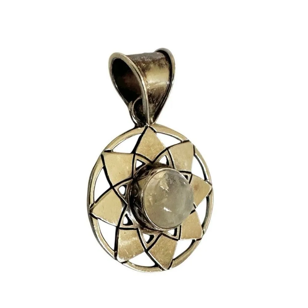 Sterling silver moonstone flower pendant - Image 6