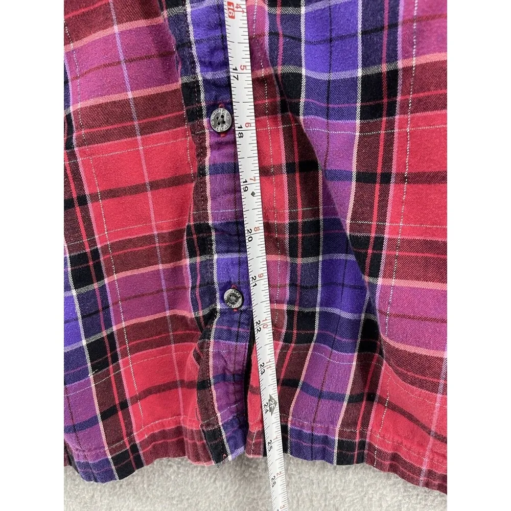 Victoria's Secret Women's Pajama Top Red Plaid Size Medium Button Front Cotton - Image 6