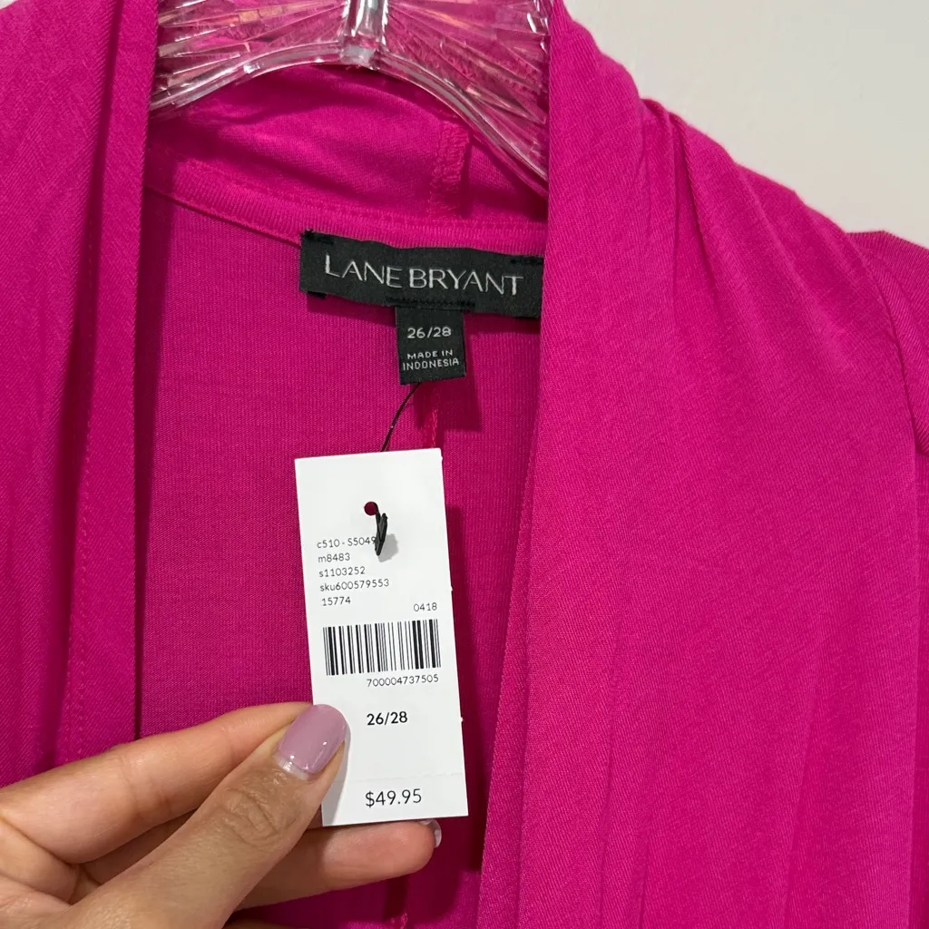 NWT Lane Bryant Fuchsia open front Cardigan plus size 26/28 - Image 4