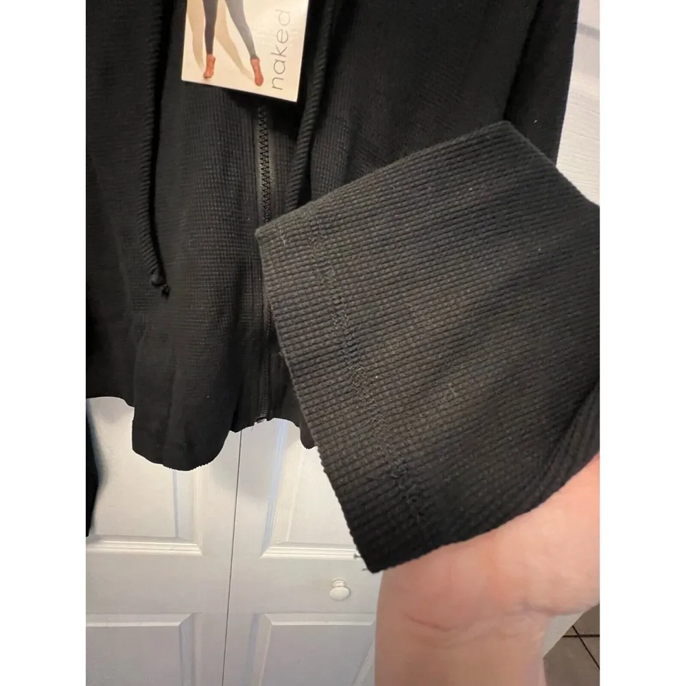 Naked Wardrobe Size 1X Hoodie Womens Black Cropped Zip Up Solid NWT - Image 7