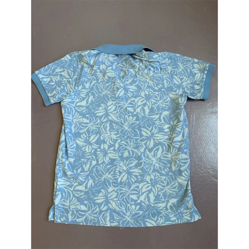 Port Authority Women's XS Blue Floral Polo Shirt Classic Collar Short Sleeve‎ - Image 2