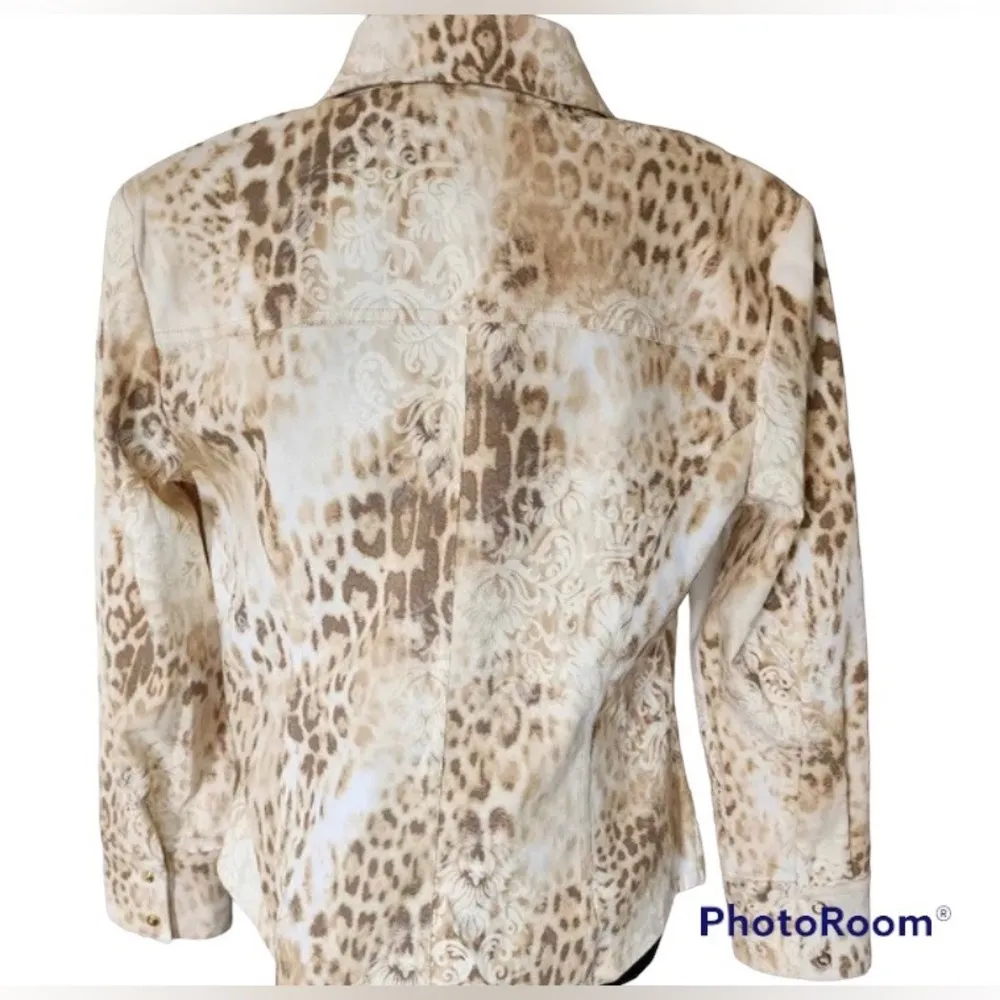 St. John Marie Gray Tan,Brown Leopard Print Jacket and Top size S Tan - Image 2