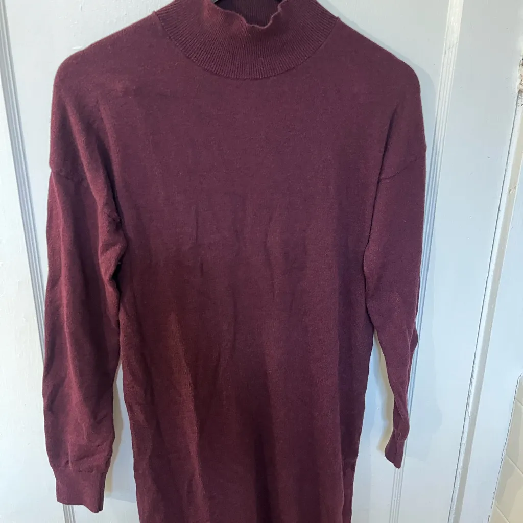 Banana Republic Burgundy Long Sleeve Knit Dress - Image 4