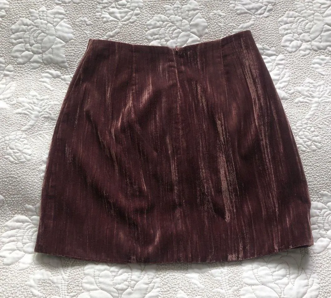 Conscious Exclusive Velvet Mini Skirt with Peplum Ruby Color Sz. 0 - Image 2