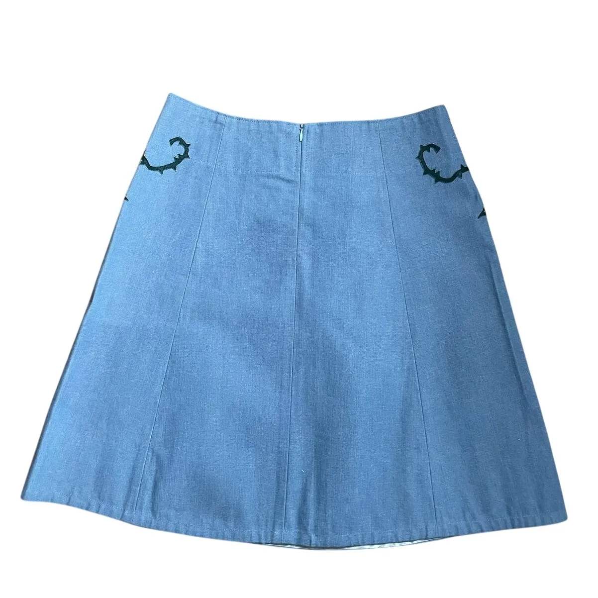 Fancy Pony Land by Lorna Leedy Western Flower & Bee Denim Skirt Size Medium Blue - Image 2