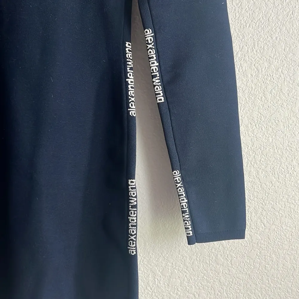 Alexander Wang Bodycon LS Turtleneck Dress w/Logo Jacquard Trim Size L NEW wTag - Image 6