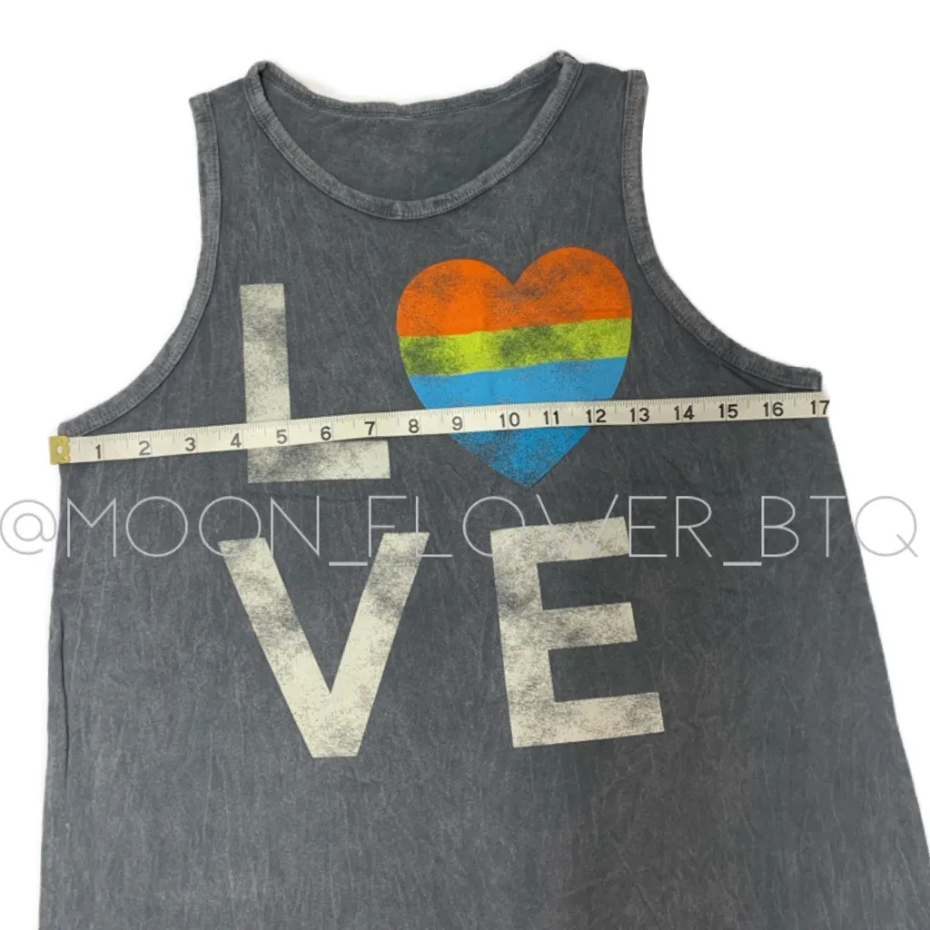 Mineral Wash Rainbow LOVE Tank Top Dress Gray - Image 8