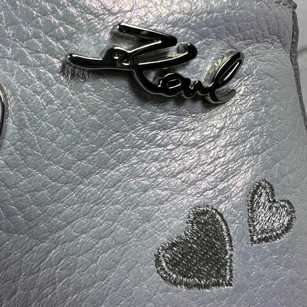 Karl Lagerfeld Paris Catty Iridescent White Leather High Top Sneakers Size 9.5 - Image 13