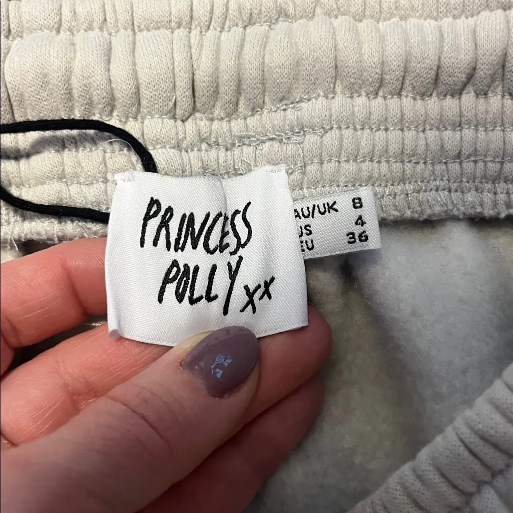 Princess Polly Women’s Track Pants Bubble Text Grey & Cloud White Size 4 - Image 7