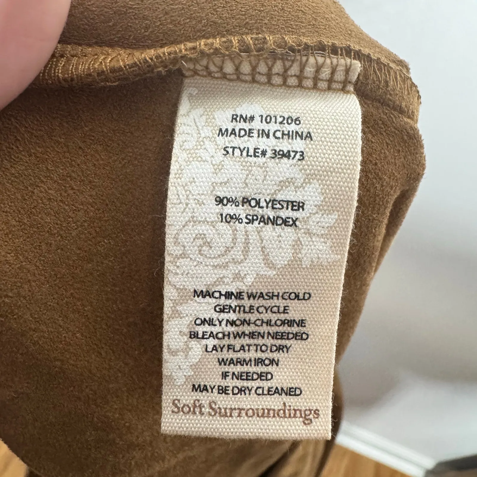 Soft Surroundings Pant Women LP Brown Camel Faux Suede Bootcut Pull On Trouser - Image 7