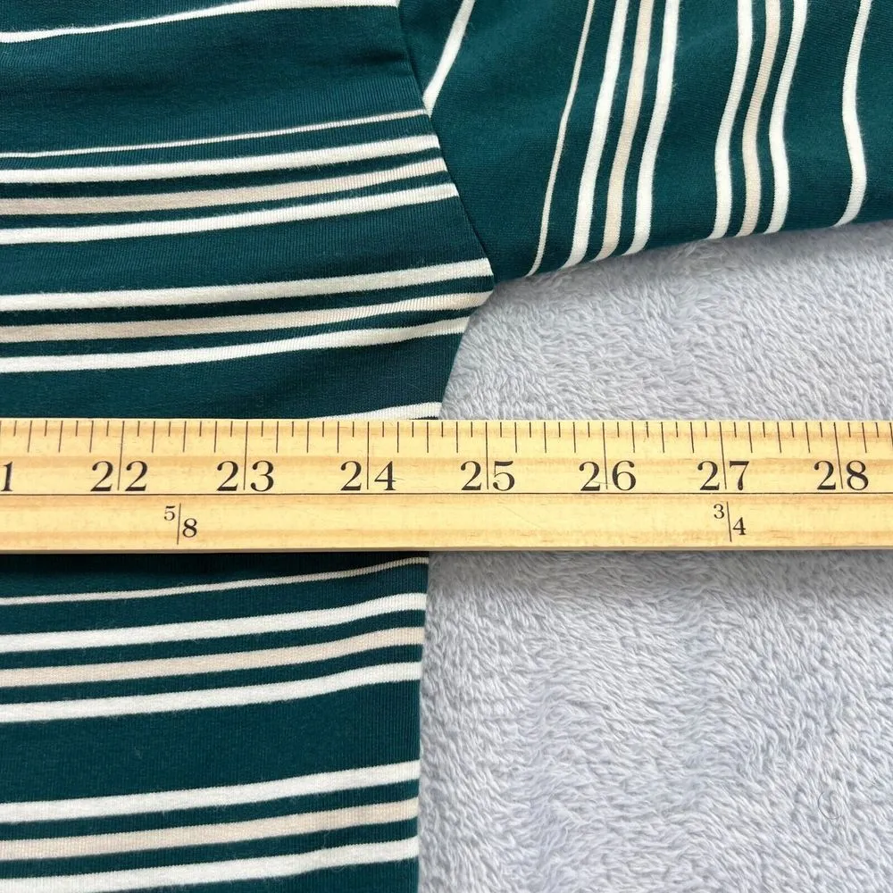 Garnet Hill  Sweater Oversized Turtleneck Womens Medium Green White Striped Boho - Image 5