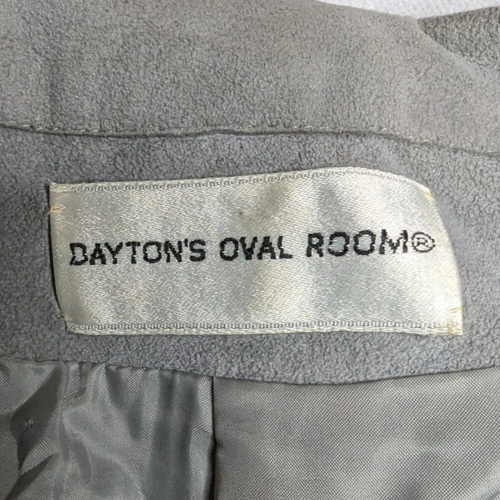 Vtg 1970s Dayton's Oval Room Gray Faux Suede Gold Button Up Blazer Jacket L Size L - Image 6