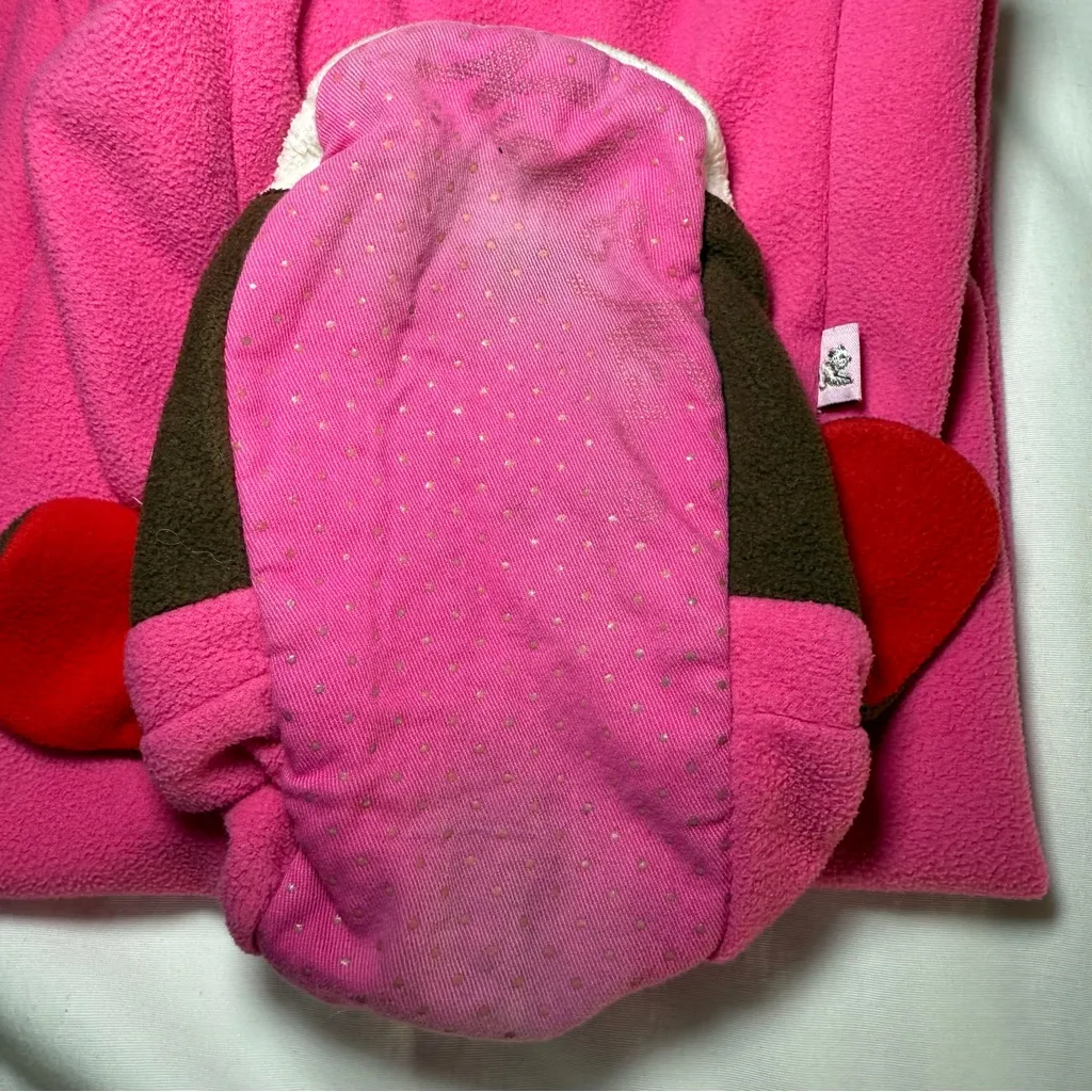 Nick & Nora Adult Small Puppy Dog Foot PJs One Piece Footie Pajamas Pink Fleece - Image 3