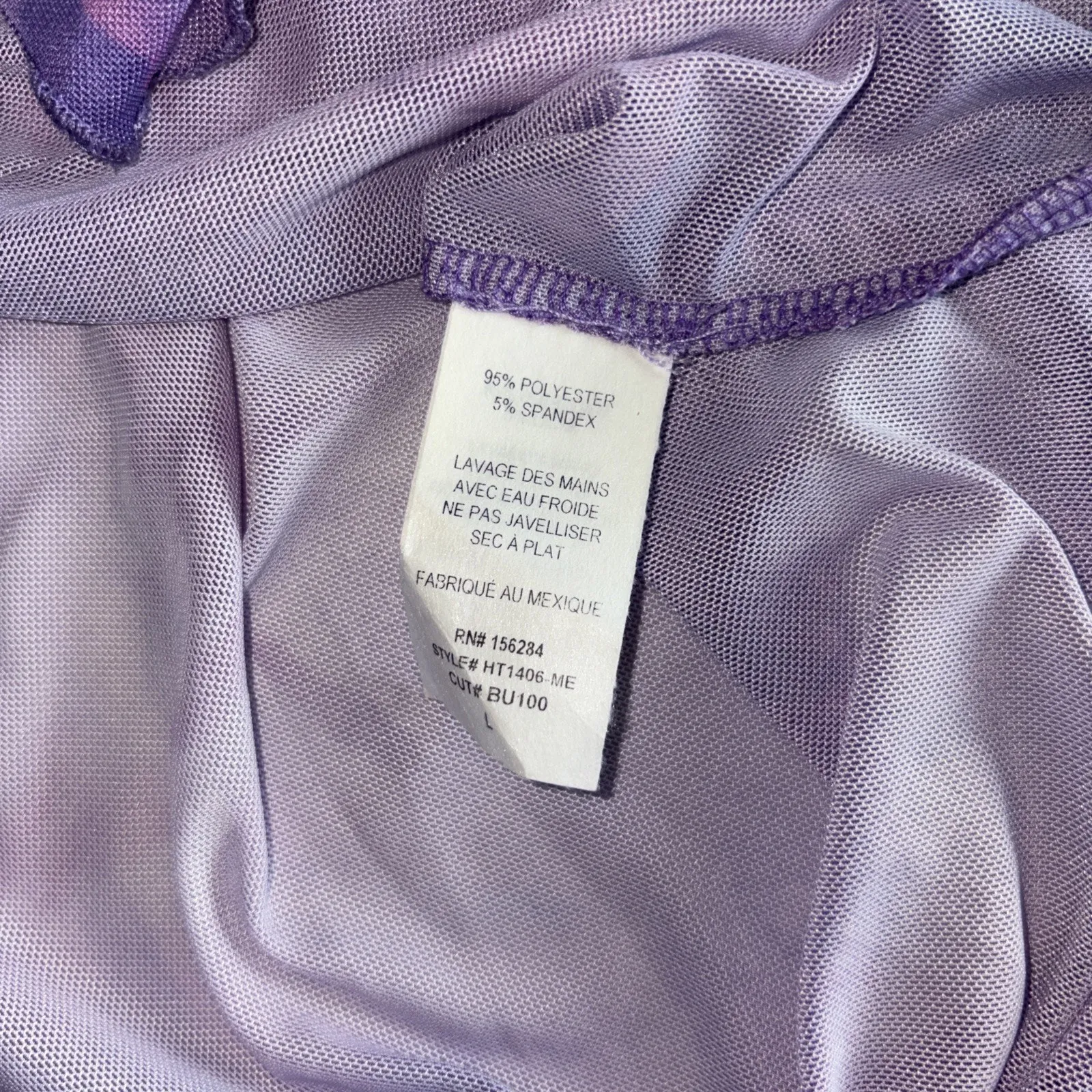 Caution To The Wind Purple Mesh Blouse Tie Front Medium Cover Up Y2K 🩷 Size L - Image 6