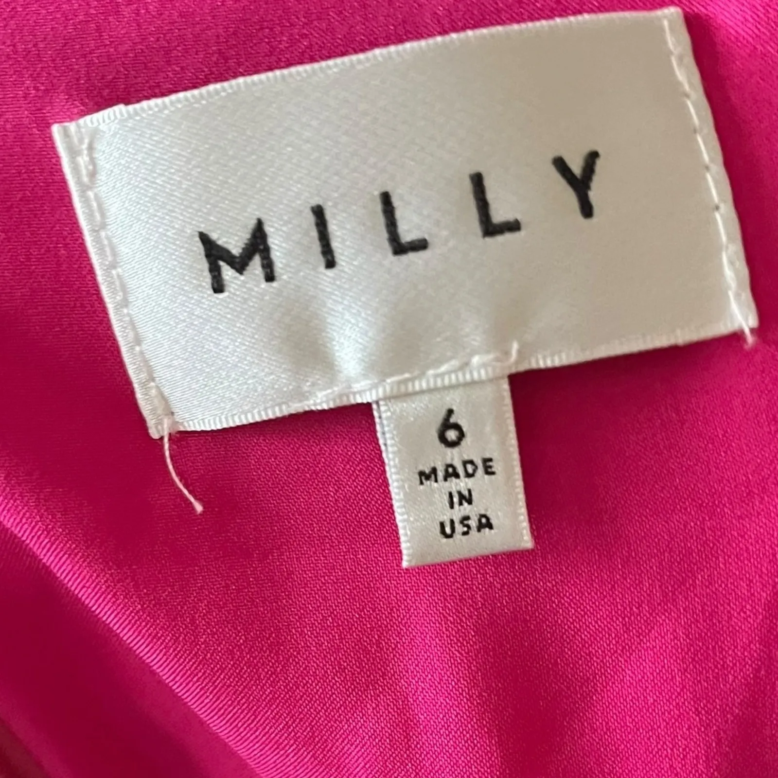 Milly‎ Women's Mini Dress Size 6 Pink Flutter Sleeve Cocktail Party Silk Blend - Image 7