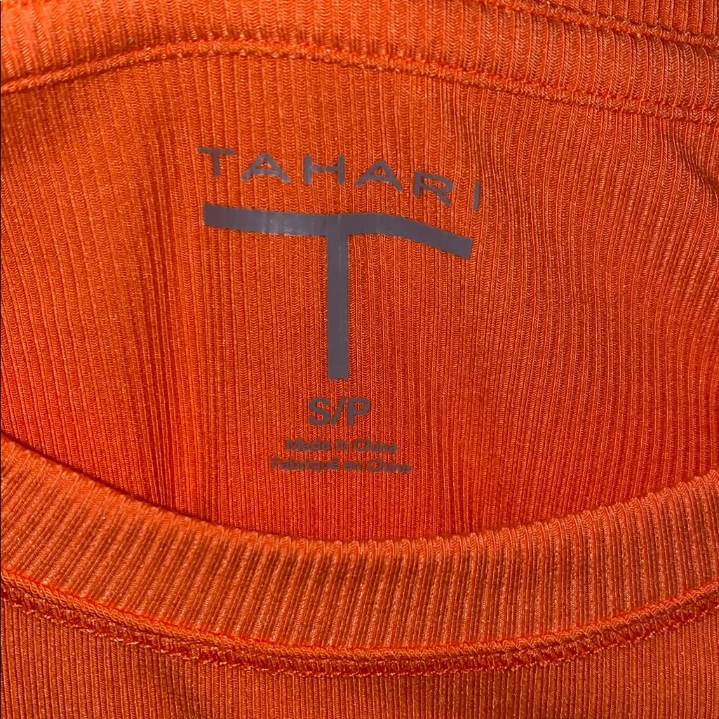 T Tahari Buttery Soft Thick Orange Tee - Image 2