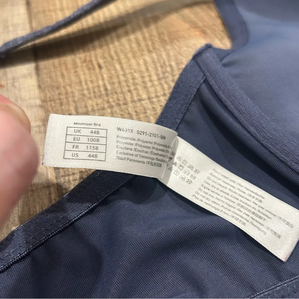 Delimira 44B Underwire Minimizer Bra Front Close Racerback Smoothing Navy Blue Size undefined - Image 5