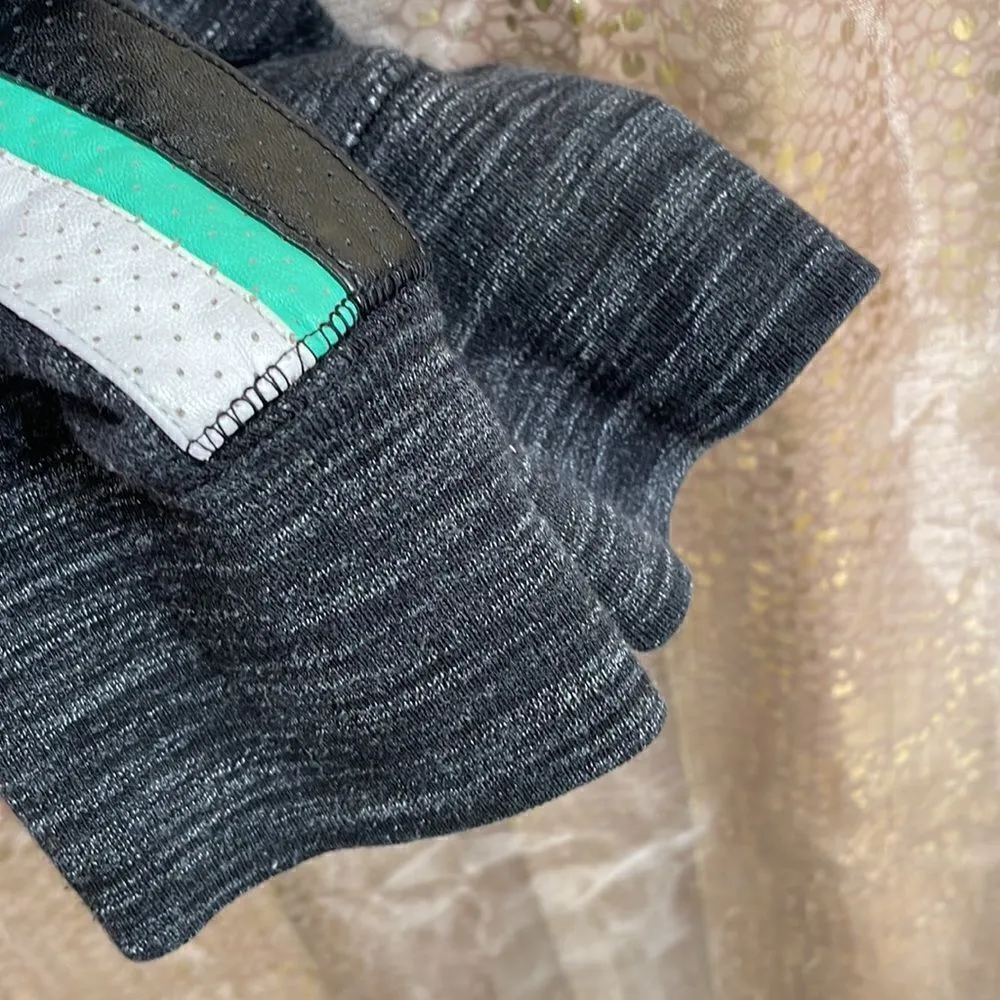 PINK Victorias Secret dark gray/green/white faux leather stripe joggers, XS - Image 4