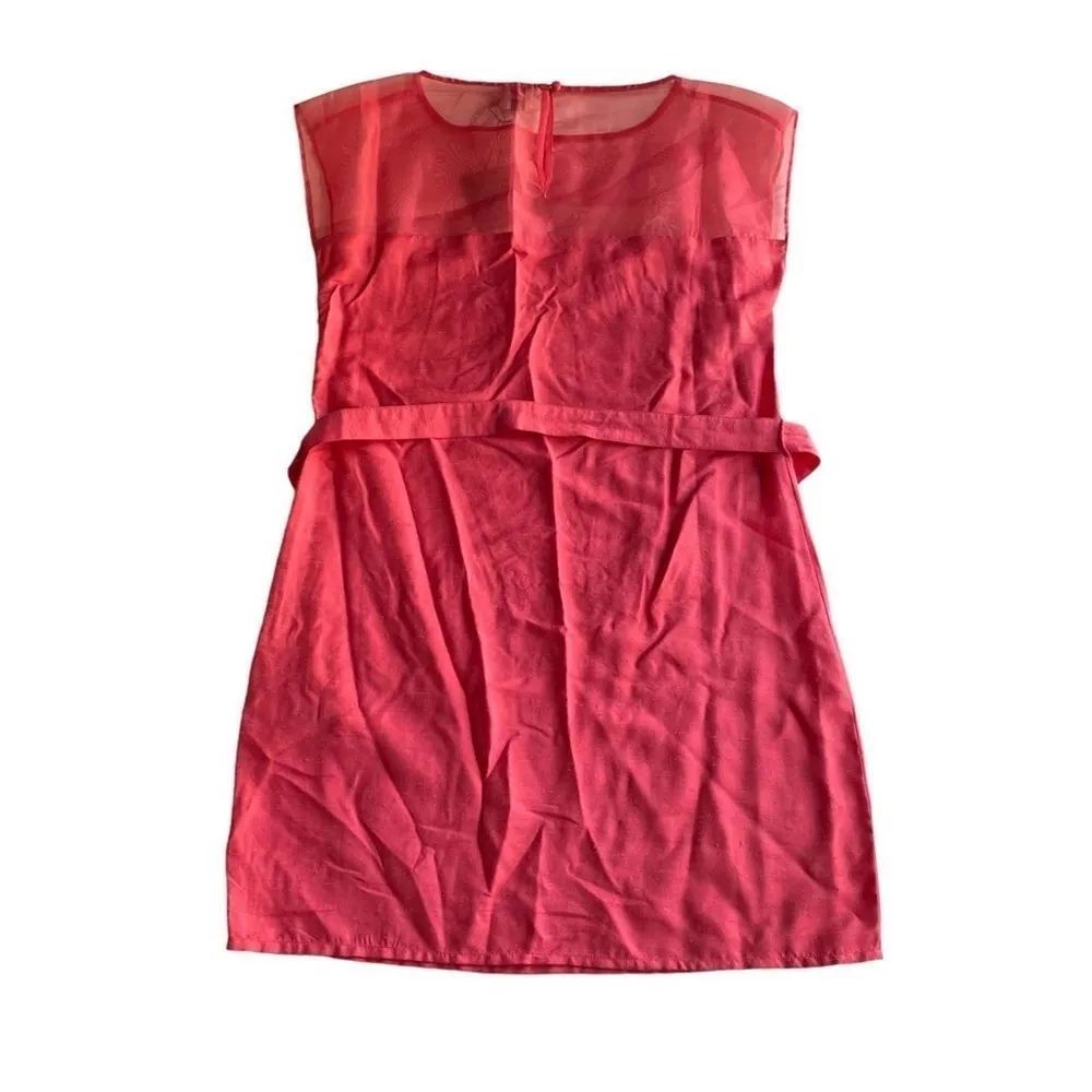 ASOS Mini Dress Pink Size 8 Sheer Sleeveless Crew Neck Belt NWT Mini Barbiecore - Image 4