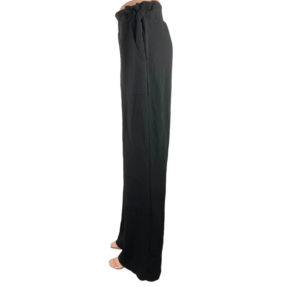 BBJ Black High Rise Straight Wide Leg Pockets Paperbag Ankle Trouser Pants Sz XL - Image 2