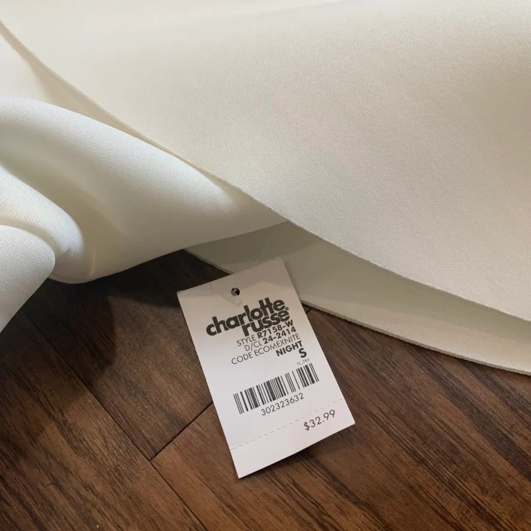 White Flounce Strapless Dress - Image 4