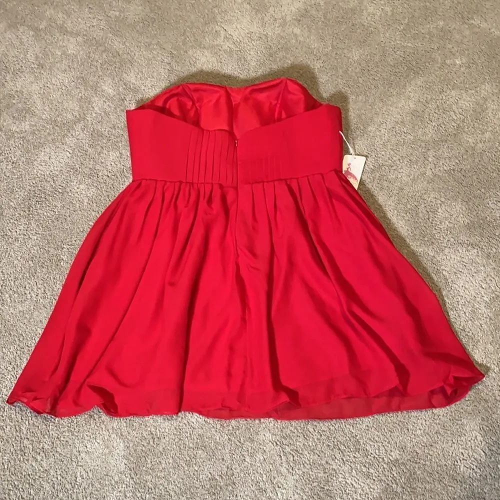 Women’s Burgundy Short Strapless Chiffon Party Prom Dress XXL NWT Red - Image 6