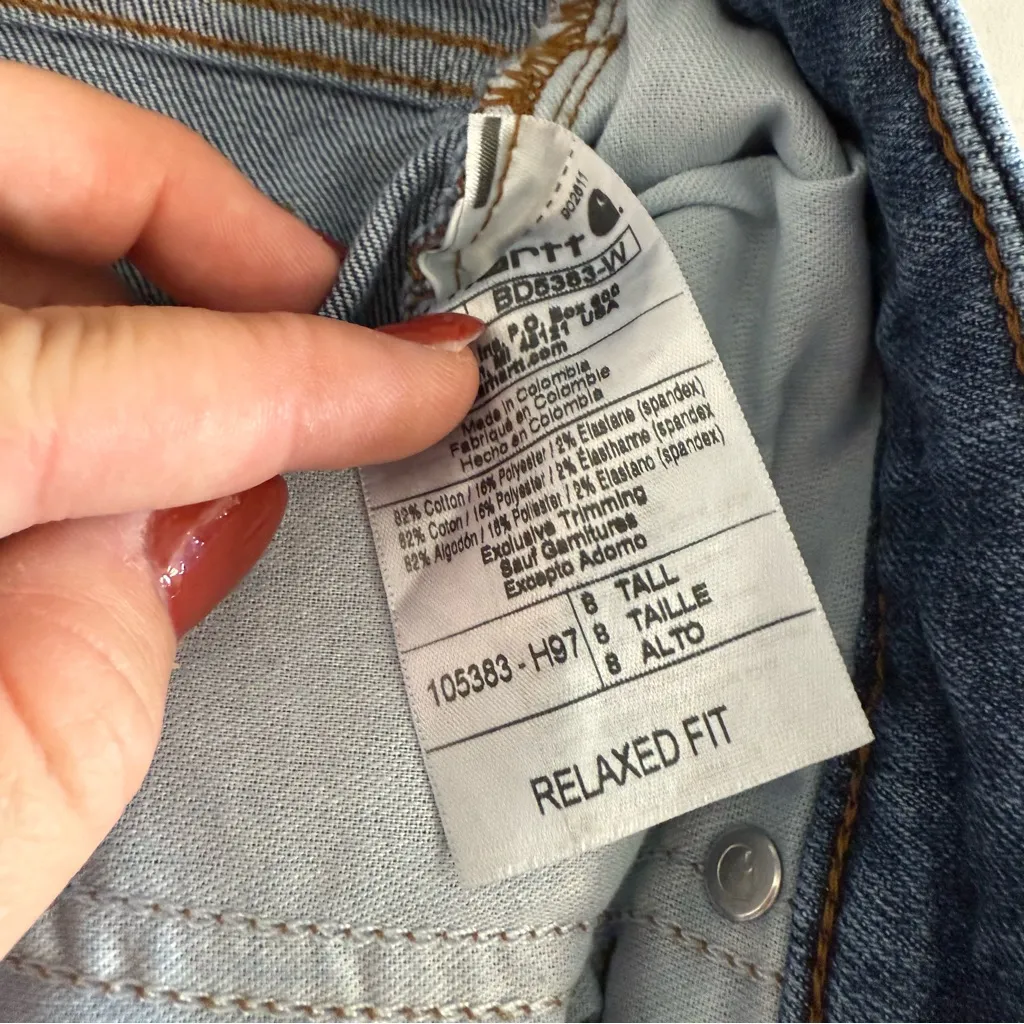 Carhartt Women Rugged Flex Relaxed Straight Fit Stretch Denim Jean 105383 Sz 8T - Image 8