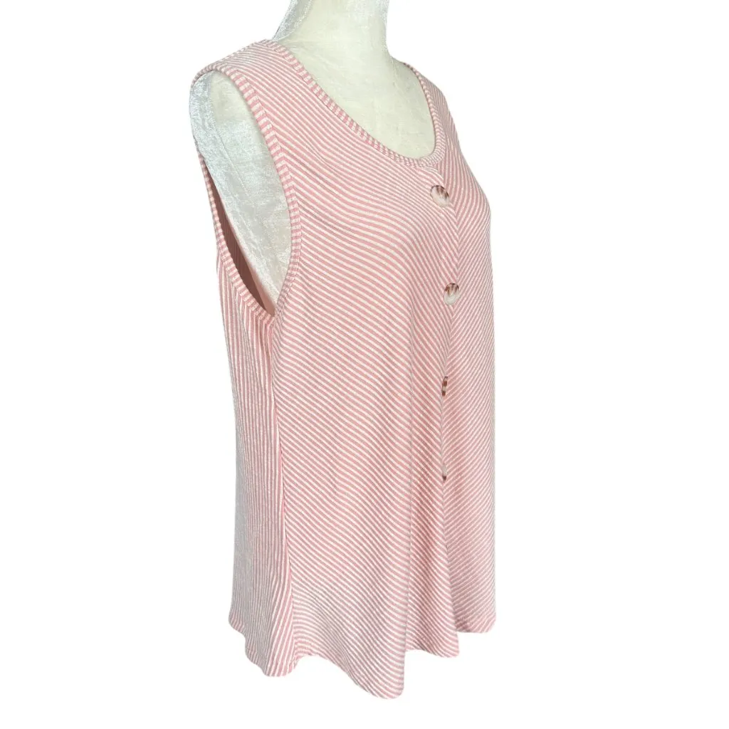 French Laundry pink and white striped stretchy sleeveless pullover tank top XL - Image 2