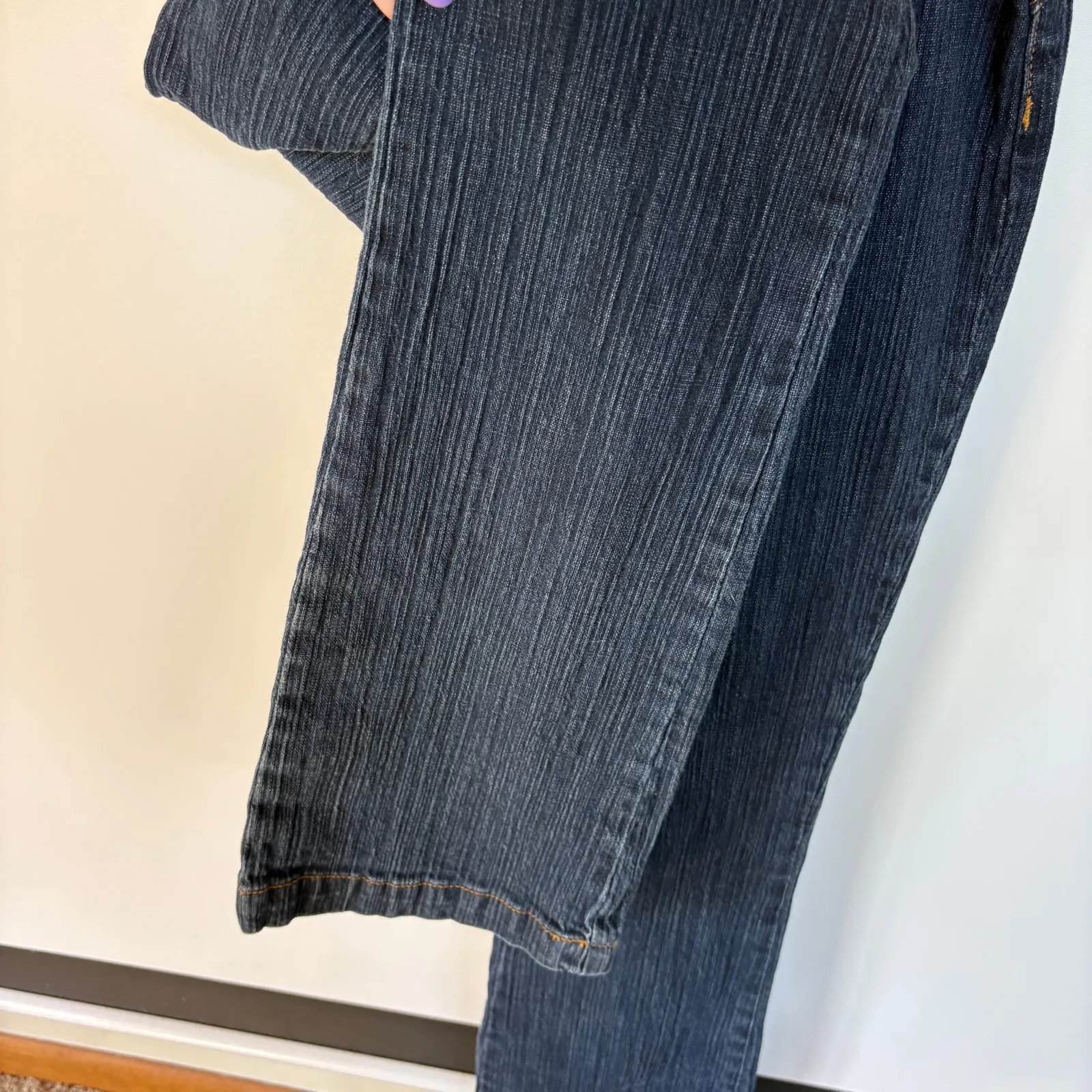 Y2K Low Rise Flare Dark Wash Jeans John Galt Textured Indie Sleeze Denim Small - Image 7