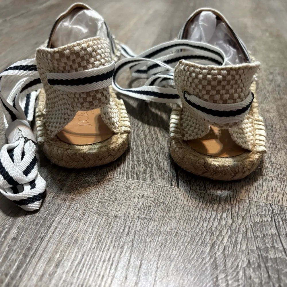 J.CREW Striped navy & white lace up Espadrille sandals - Image 7